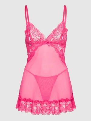 Alisha Lace & Mesh Babydoll & G-String Set by Frederick's of Hollywood