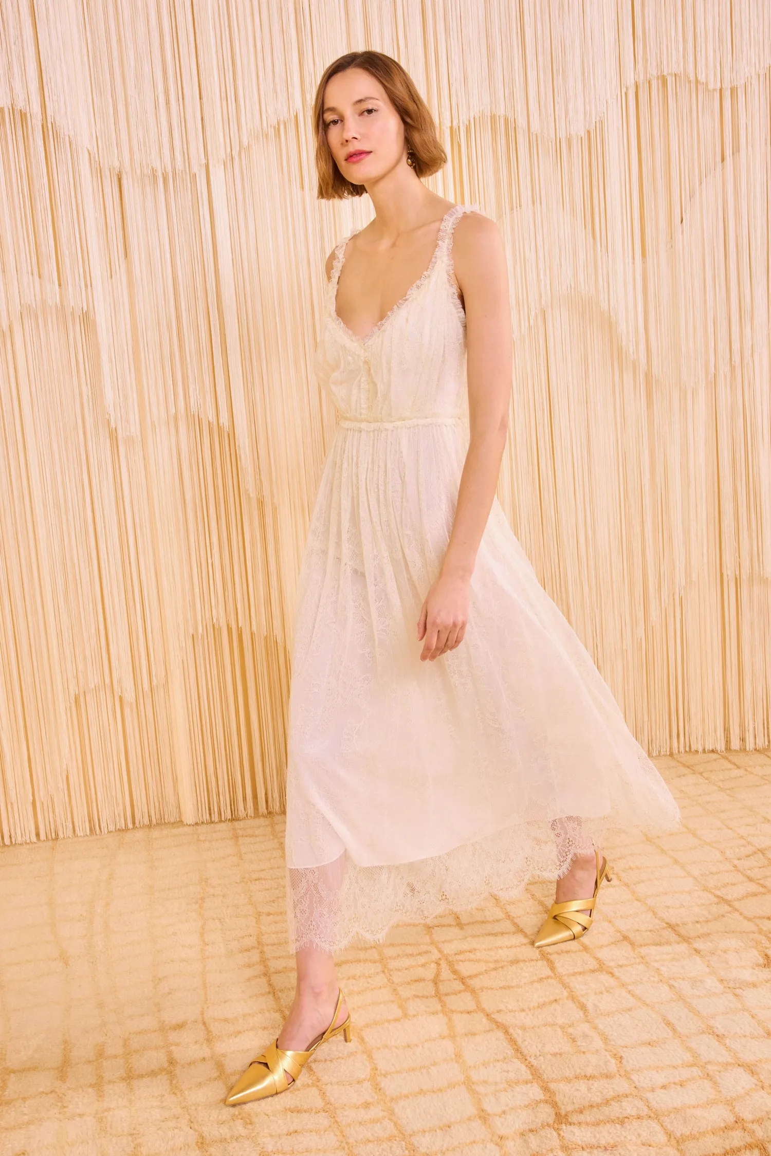 Alyse V&ndash;Neck Midi Dress - Pearl Ulla Johnson