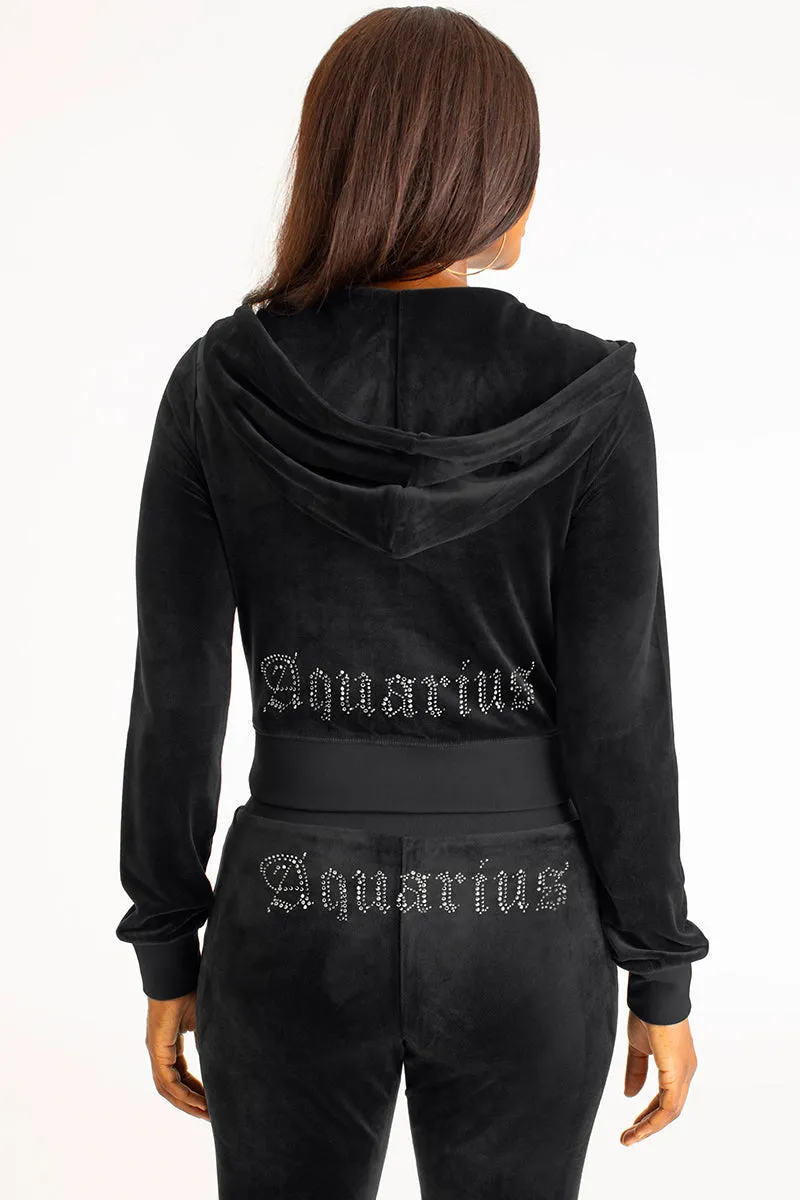 Aquarius Big Bling Velour Hoodie by Juicy Couture