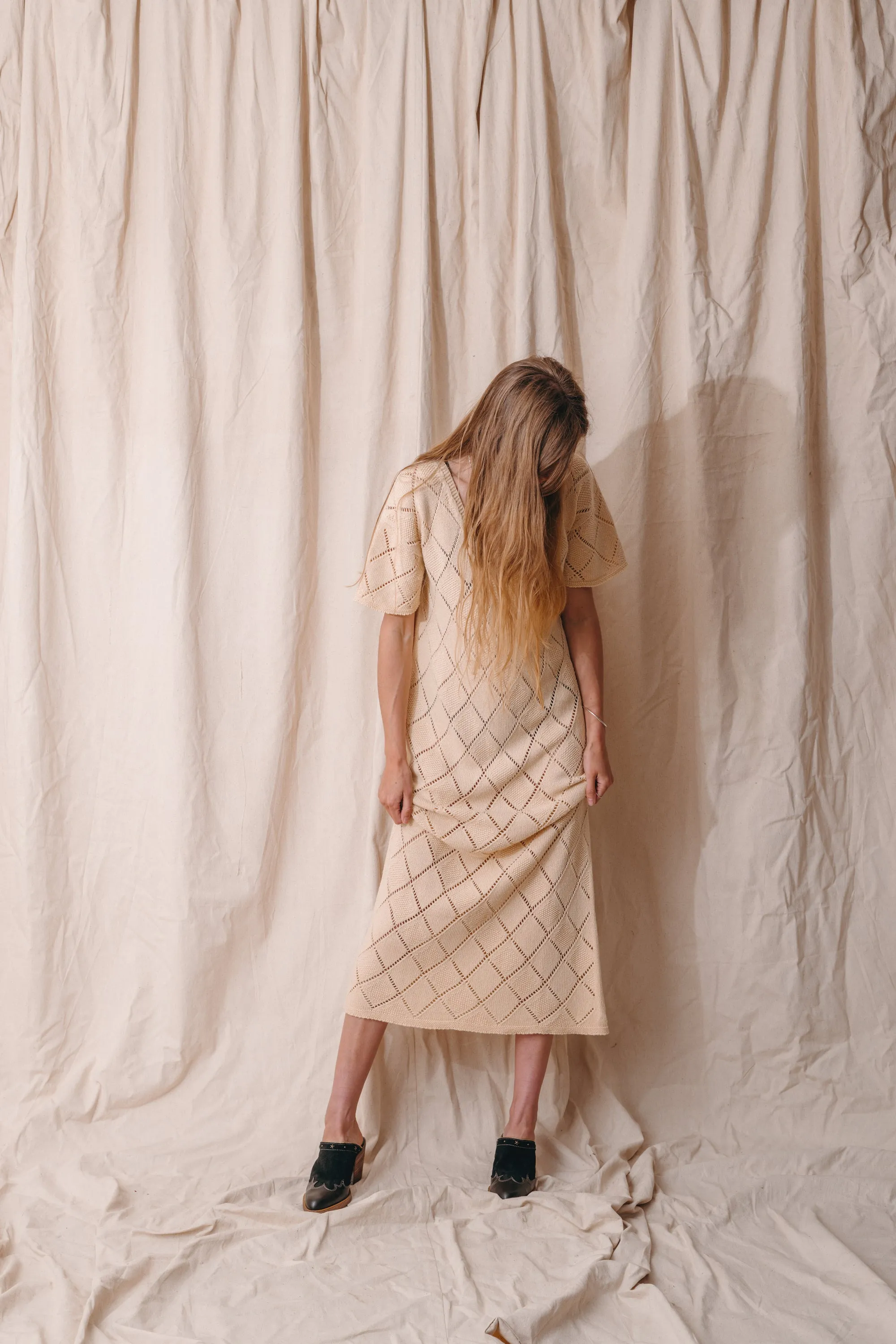Aries Ecru Tricot Midi Dress