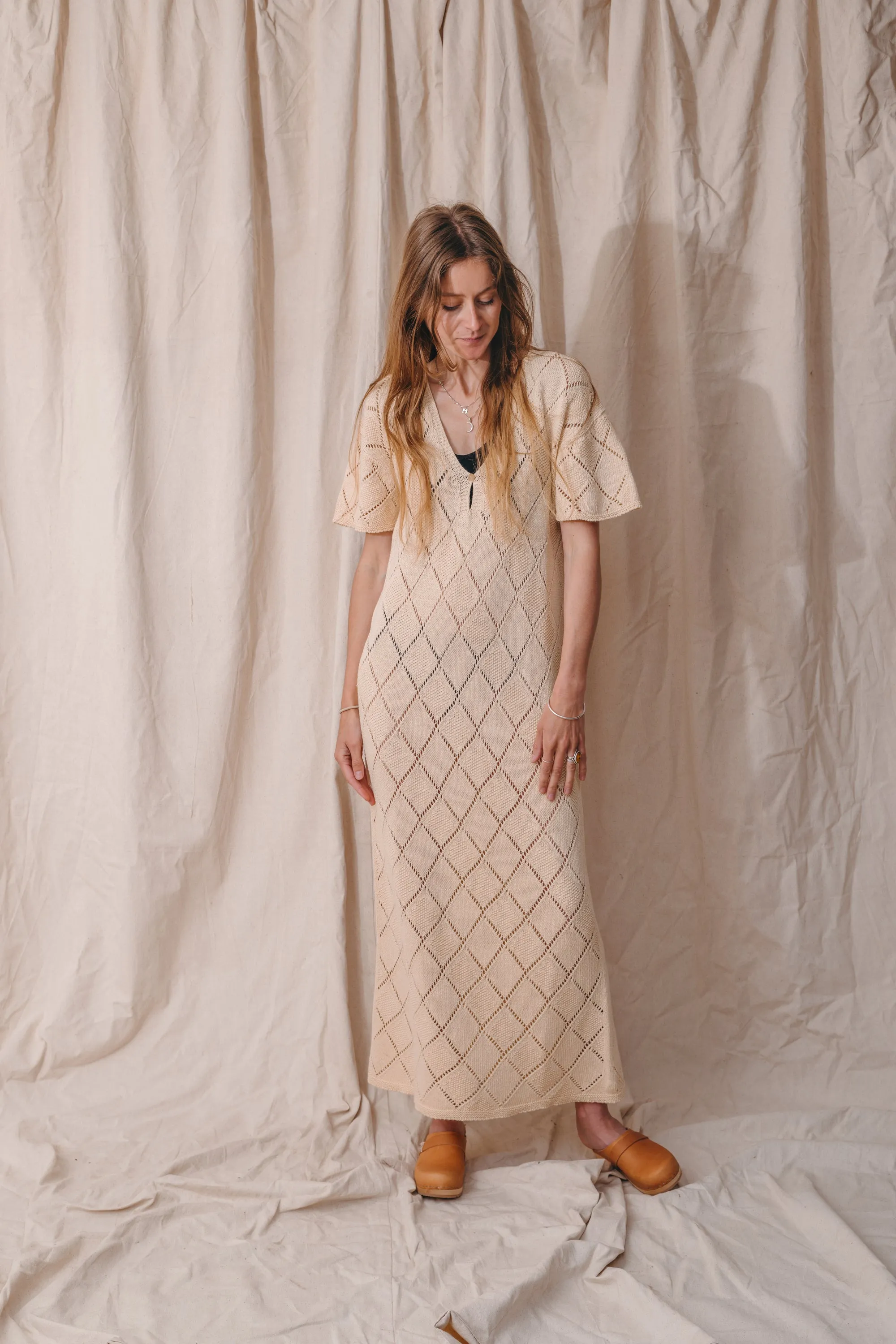 Aries Ecru Tricot Midi Dress