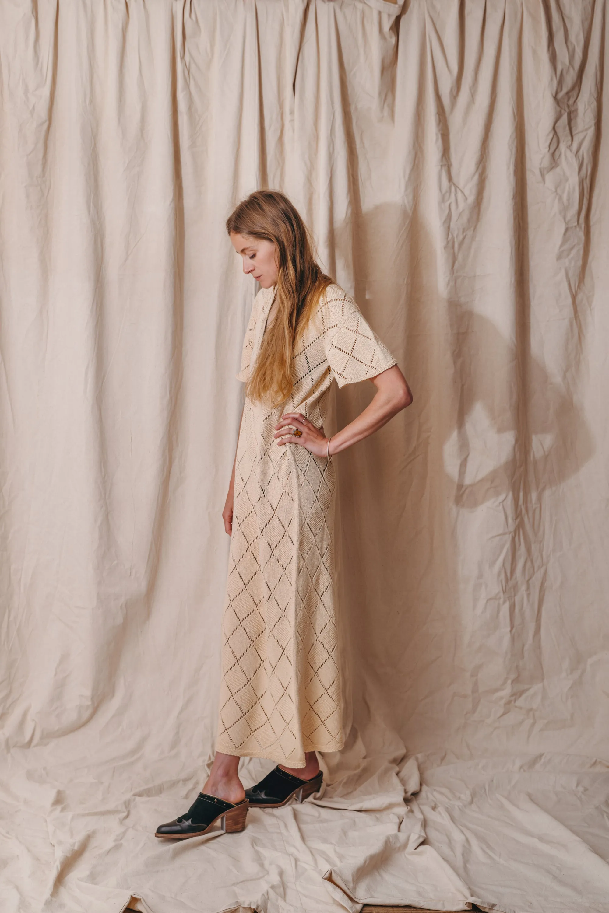 Aries Ecru Tricot Midi Dress