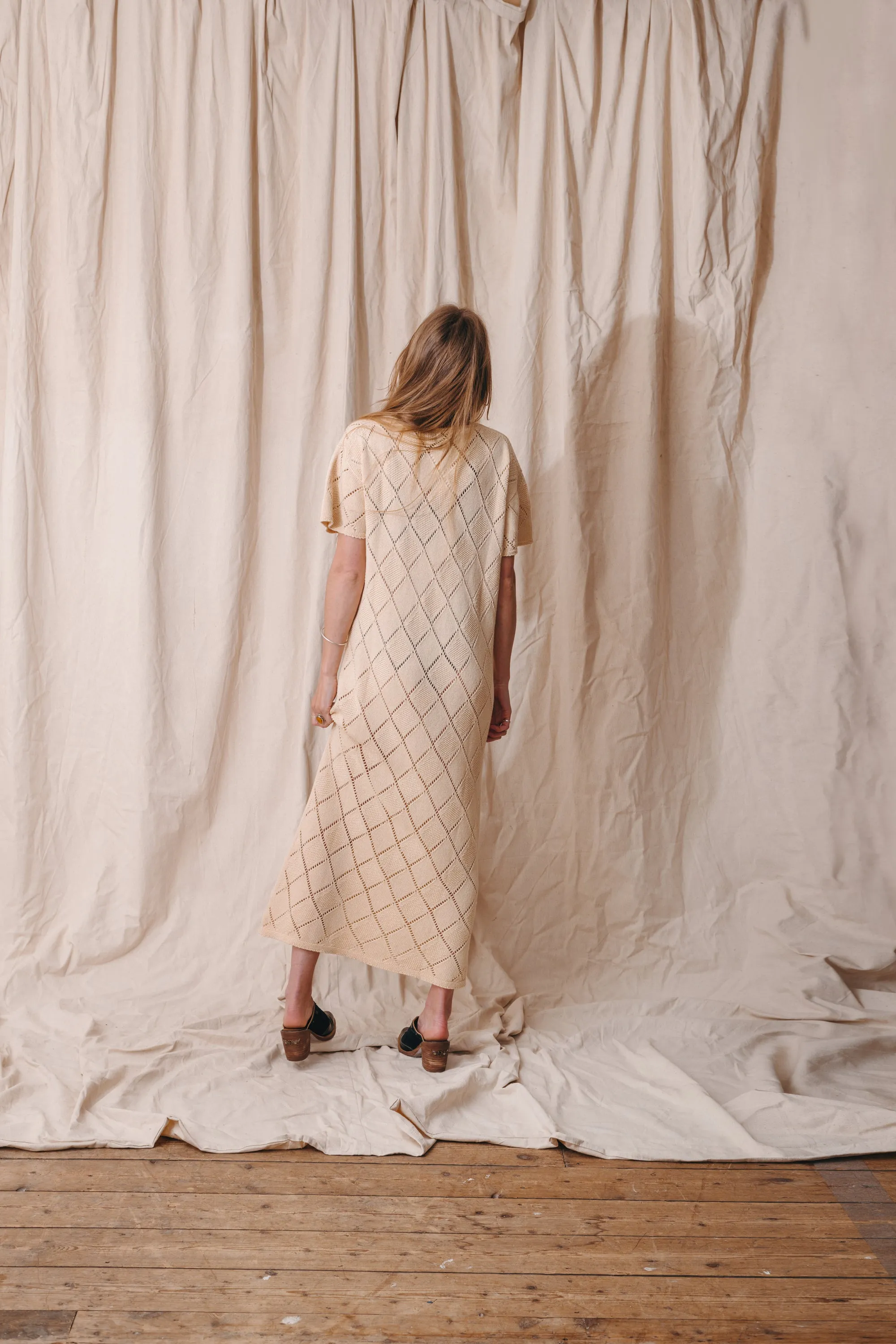 Aries Ecru Tricot Midi Dress