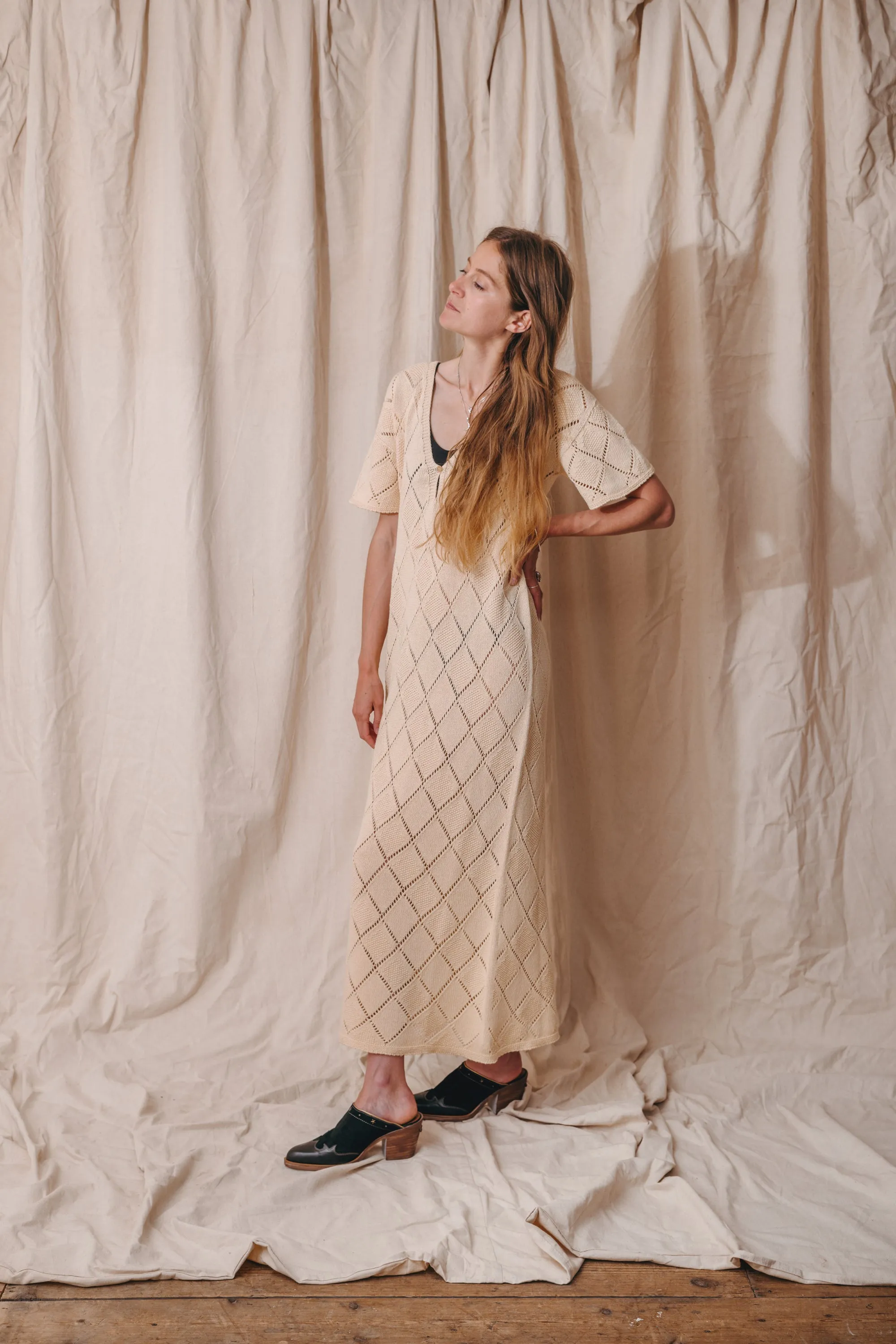Aries Ecru Tricot Midi Dress