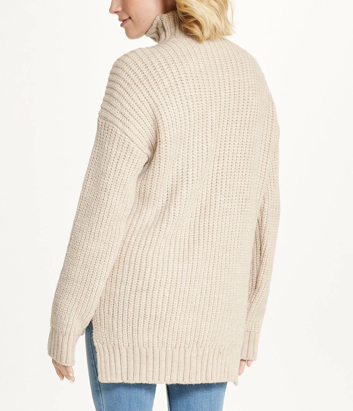 Bejewelled Cable Mock Neck Sweater
