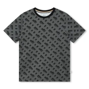 Black Monogram Pattern T-Shirt
