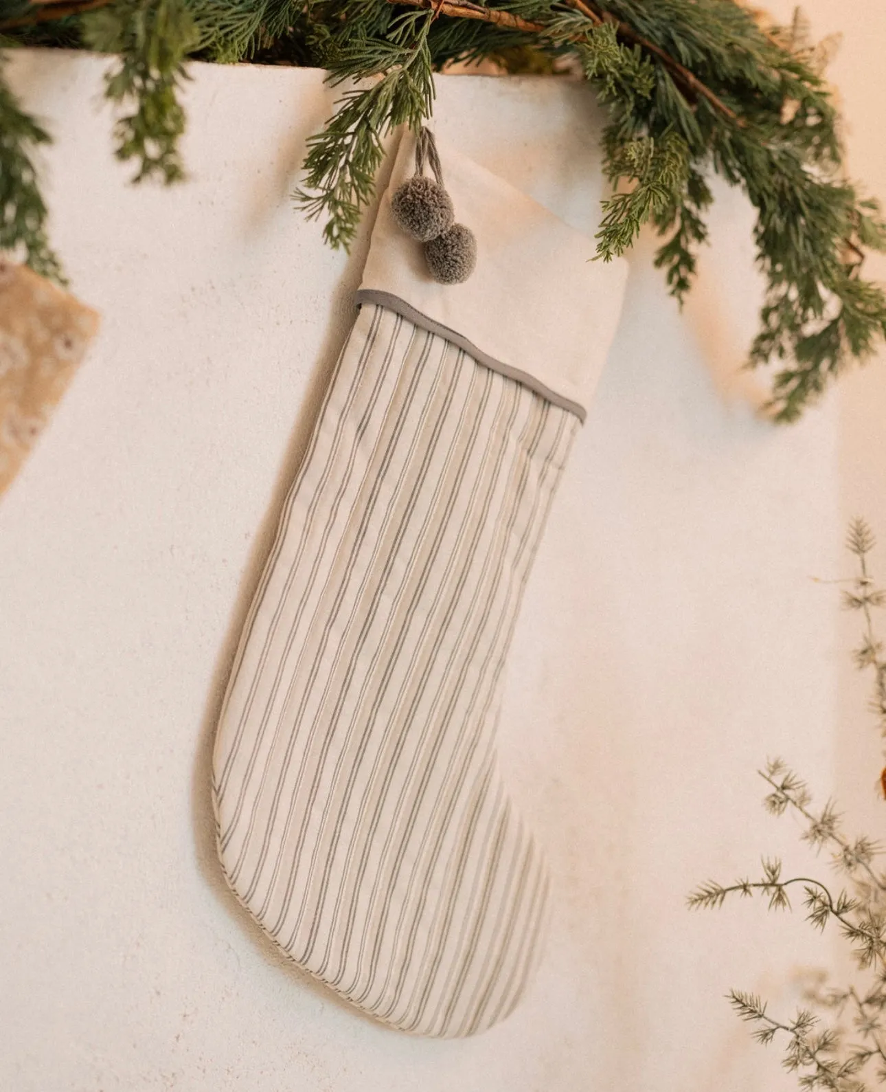 Christmas Stocking || Forest Pinstripe