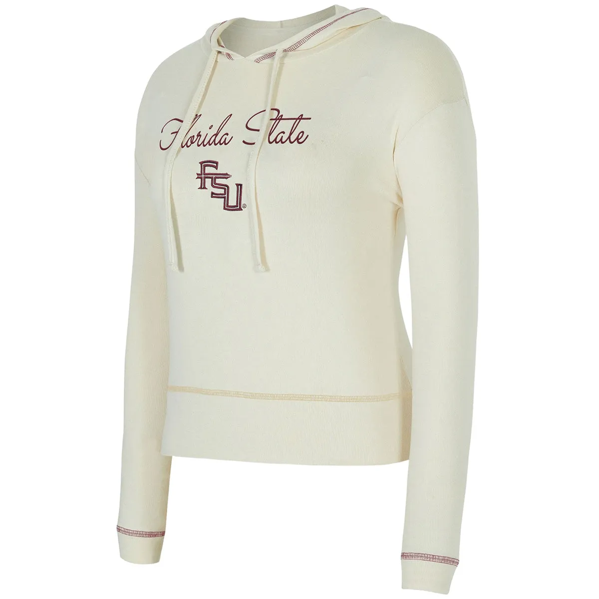 Comcept Sports Women's Florida State/Stacked FSU Hacci Knit Long Sleeve Hooded Top - Cream