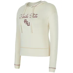 Comcept Sports Women's Florida State/Stacked FSU Hacci Knit Long Sleeve Hooded Top - Cream