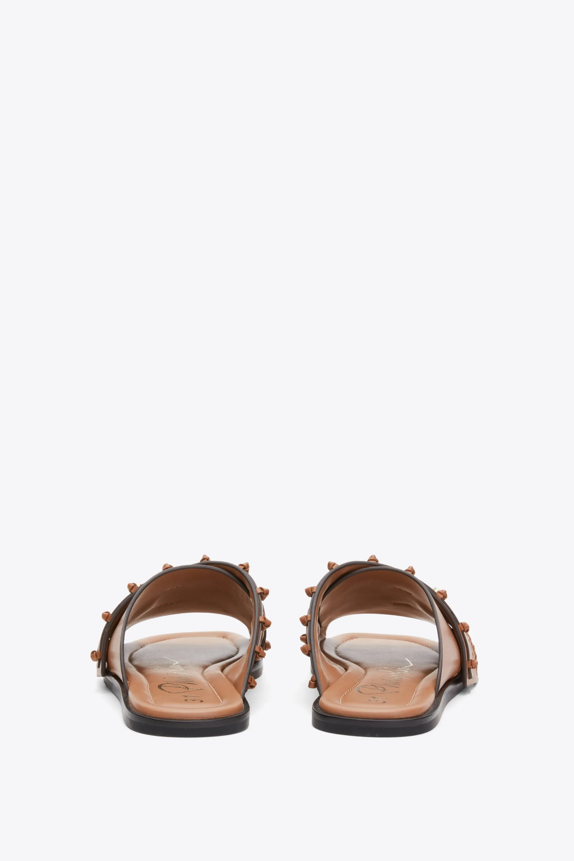 Crossover Slide Sandal with Leather Craft