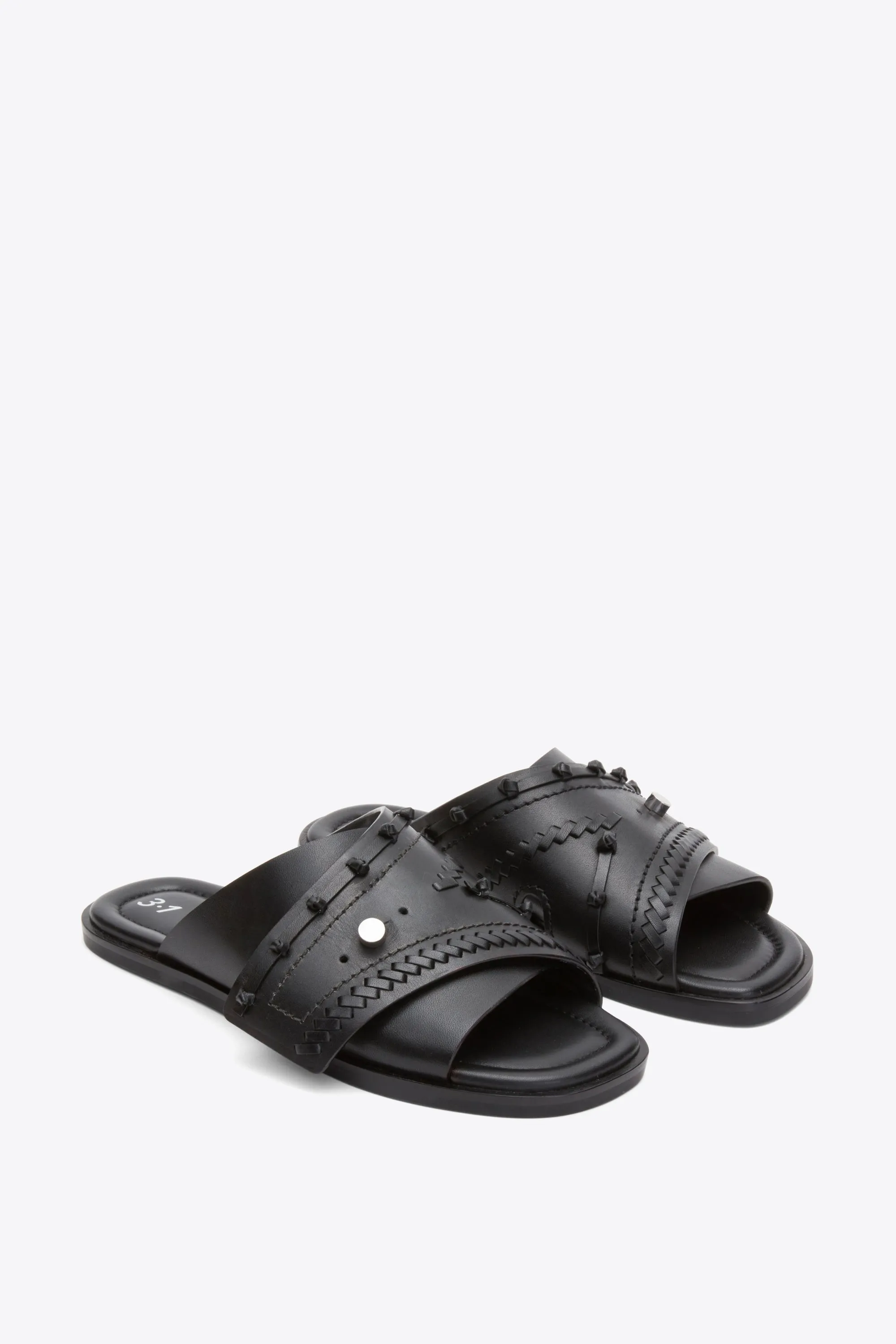 Crossover Slide Sandal with Leather Craft