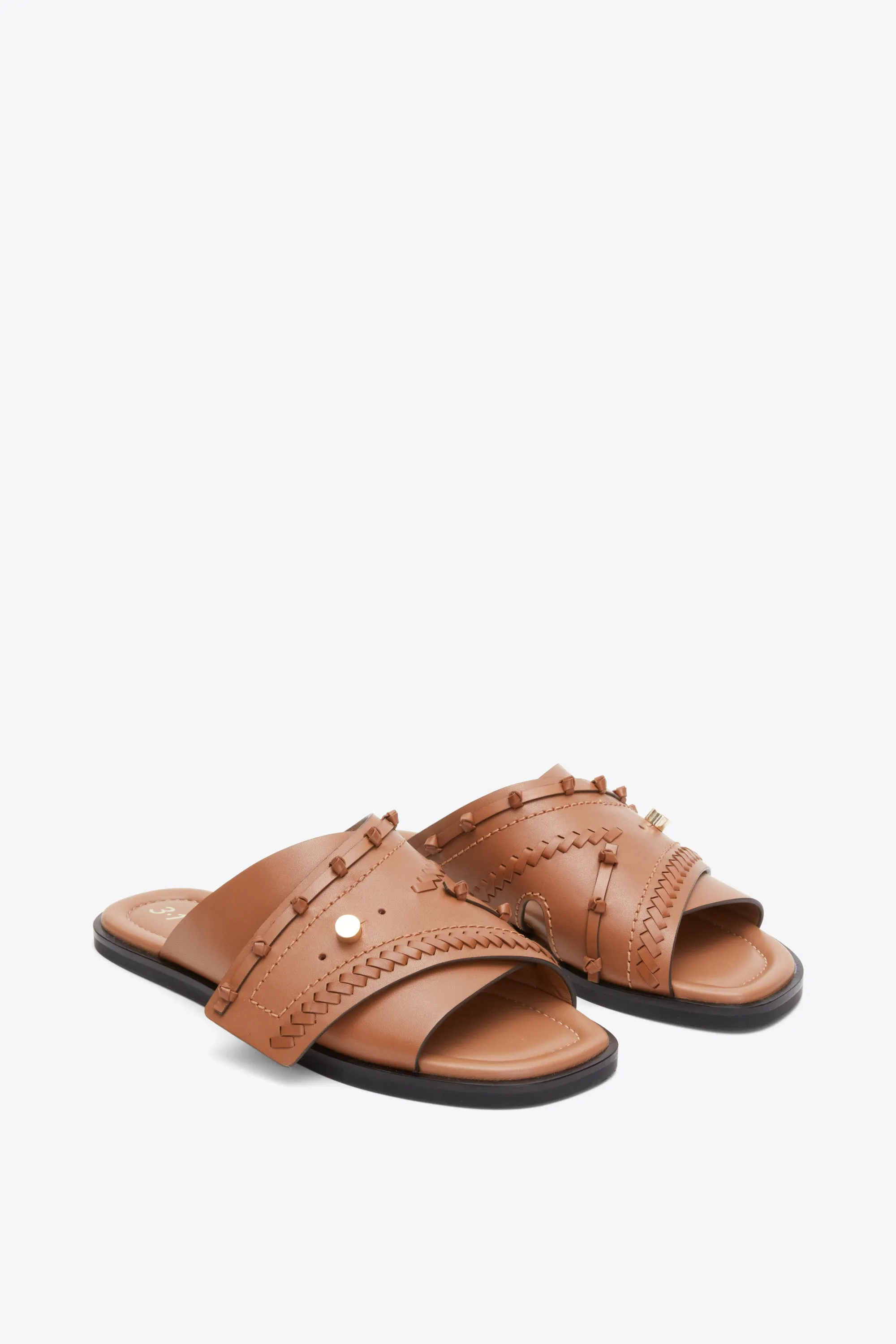 Crossover Slide Sandal with Leather Craft