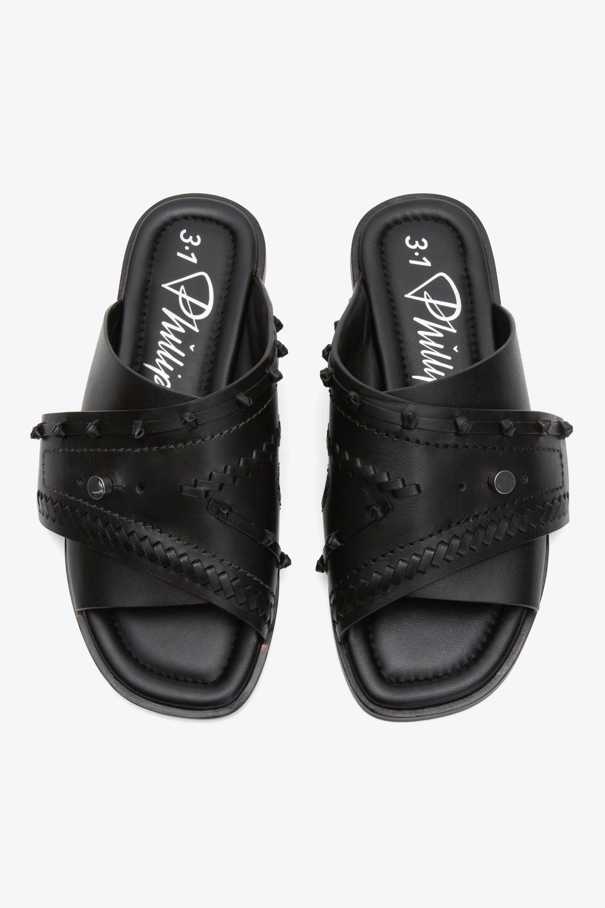 Crossover Slide Sandal with Leather Craft