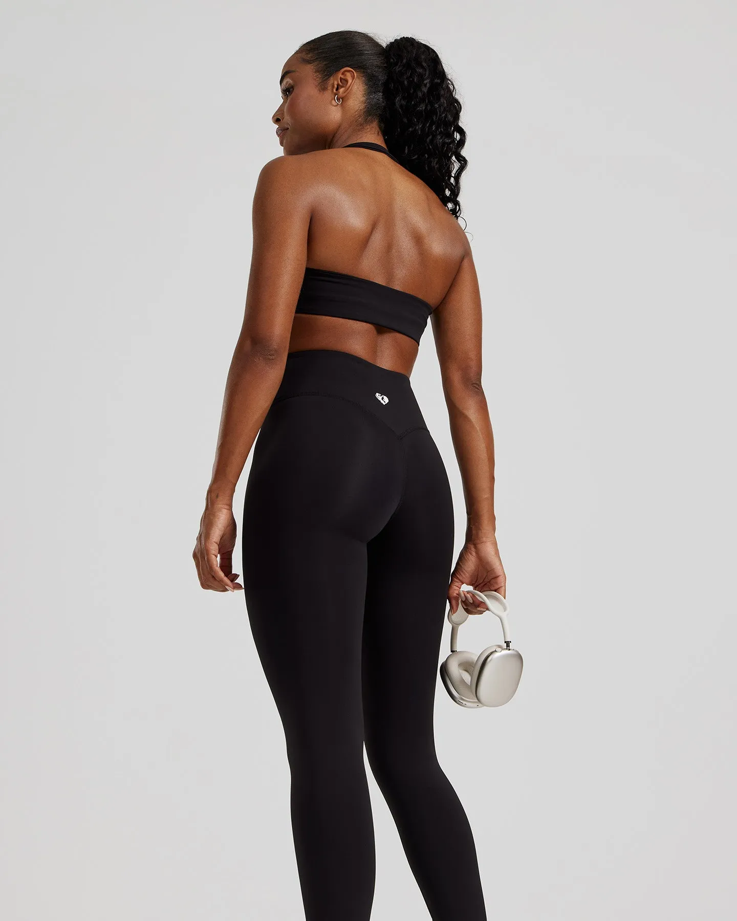 Essential Twist Front Halter Bra | Black