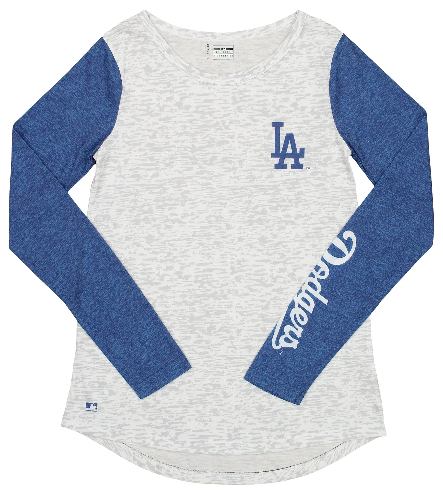 FOCO MLB Women's Los Angeles Dodgers Heathered Boyfriend Long Sleeve T-Shirt