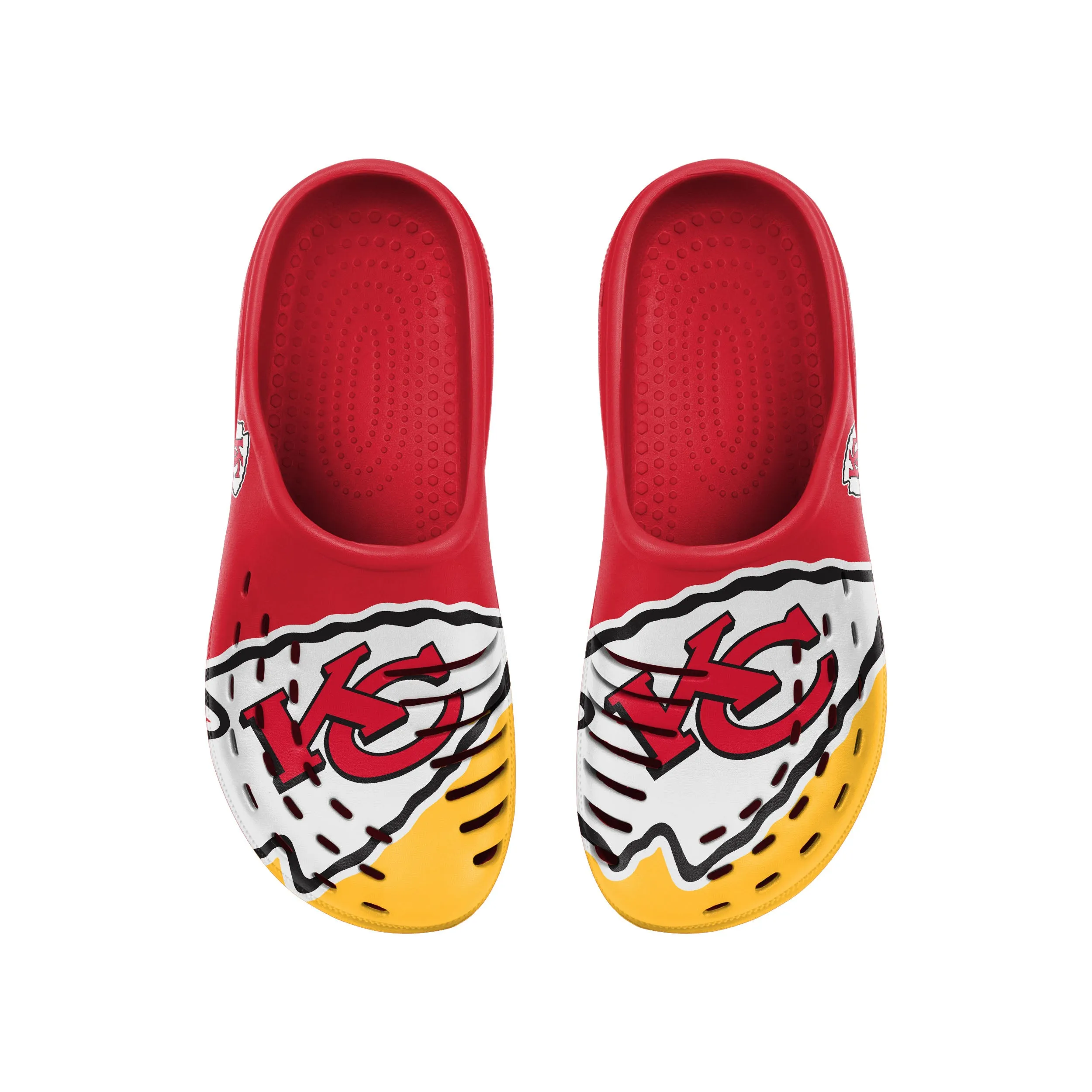 FOCO NFL Men's Kansas City Chiefs 2023 Colorblock Big Logo Clogs