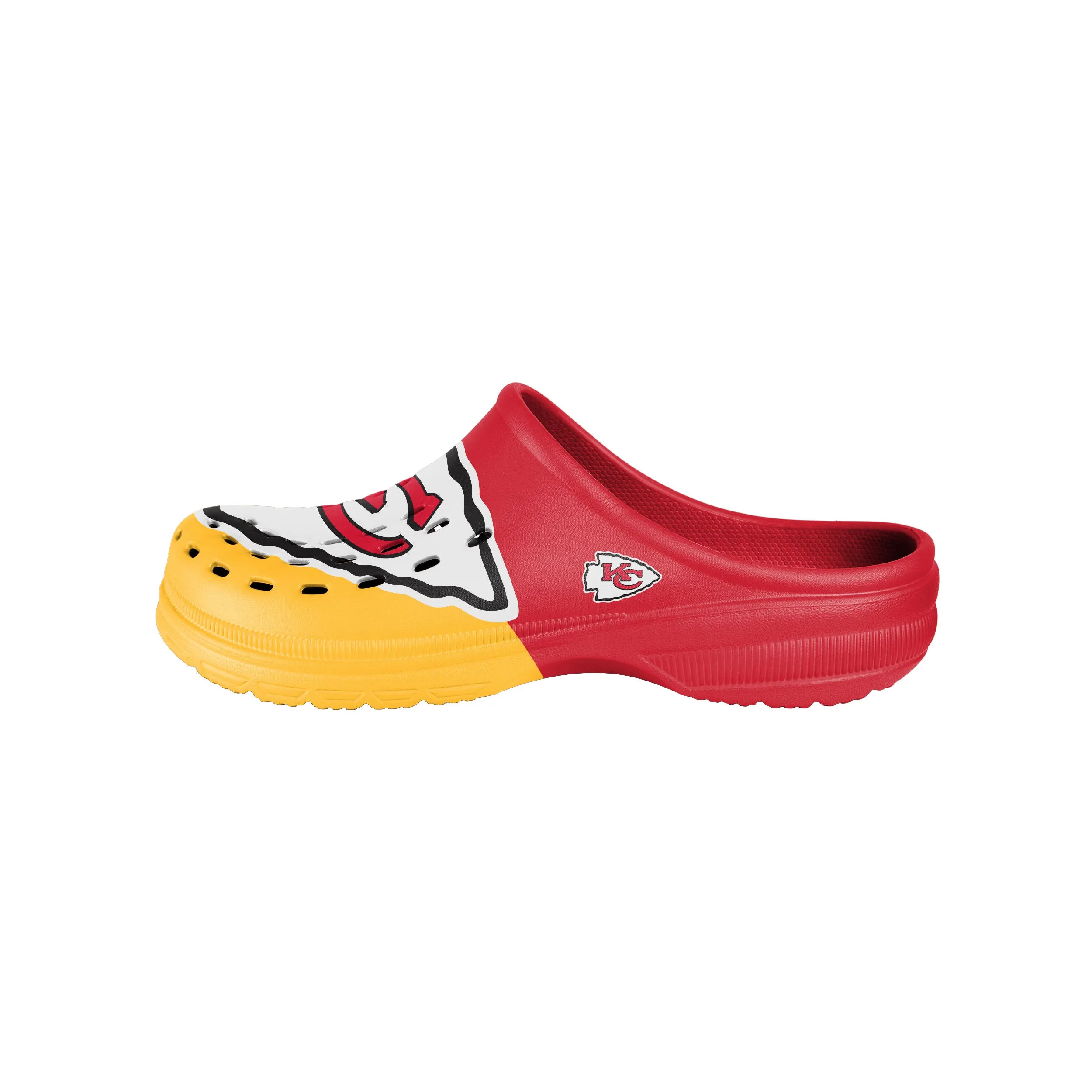FOCO NFL Men's Kansas City Chiefs 2023 Colorblock Big Logo Clogs