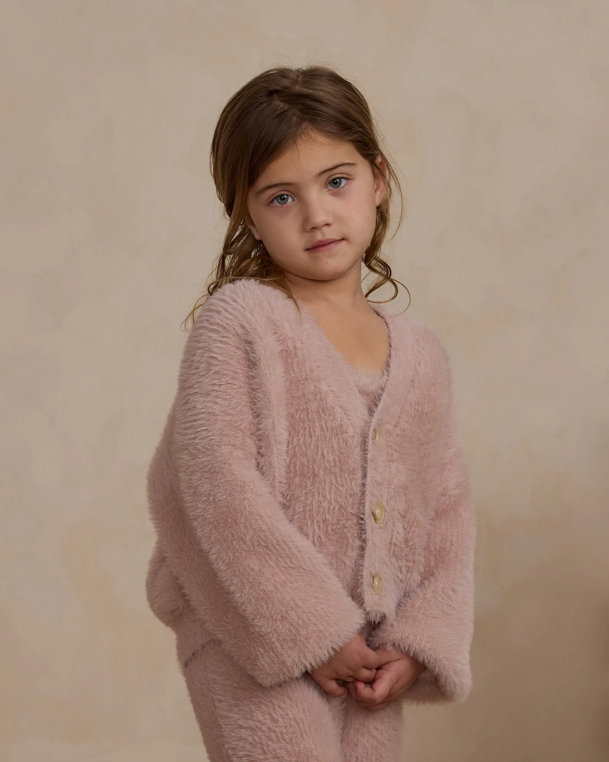 Fuzzy Cardigan || Blush