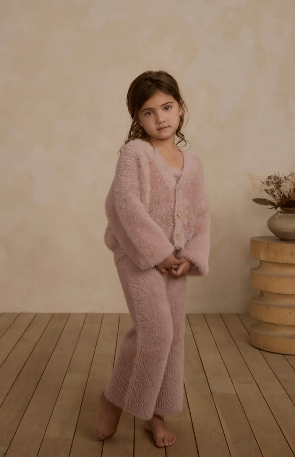 Fuzzy Cardigan || Blush