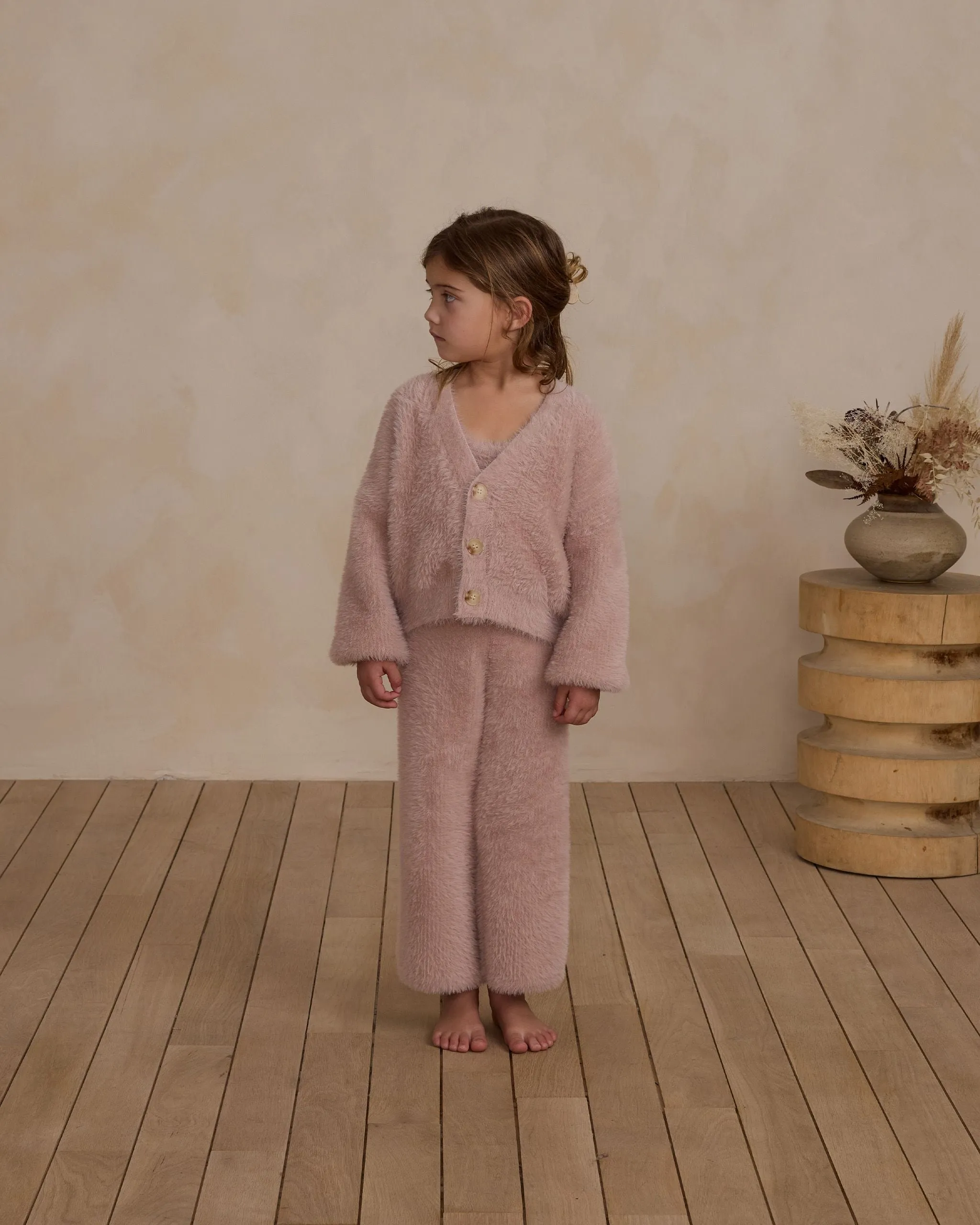 Fuzzy Cardigan || Blush