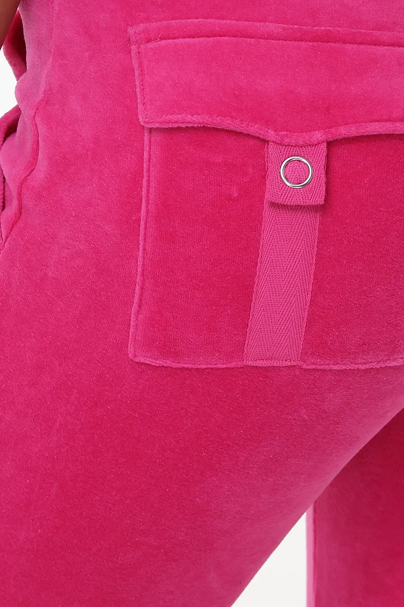 Hollywood Scottie Snap Pocket Cotton Velour Track Pants by Juicy Couture