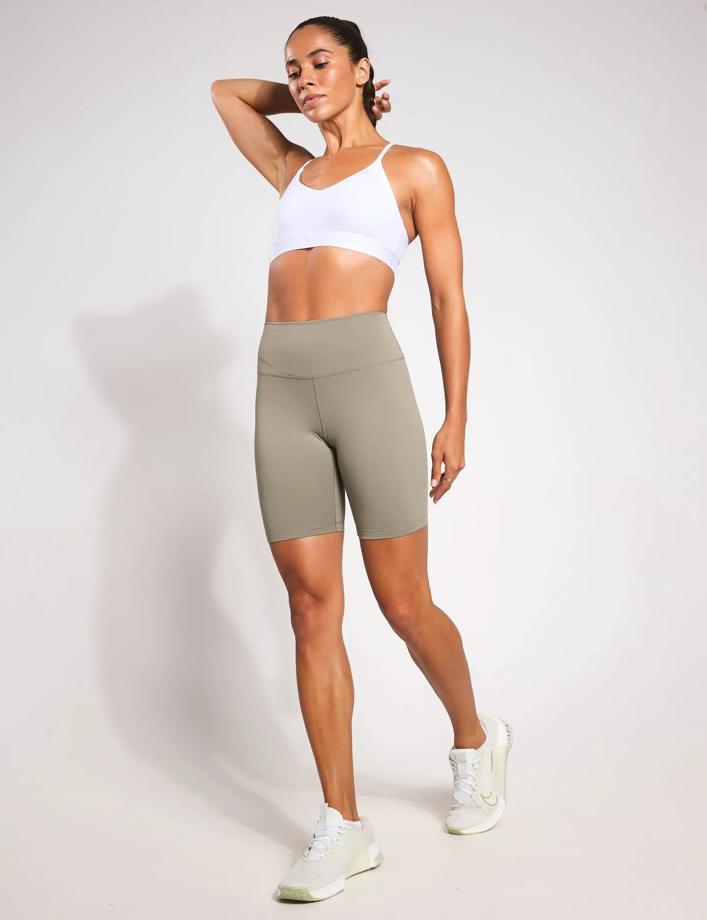 Indy High Support Sports Bra - White/Stone Mauve