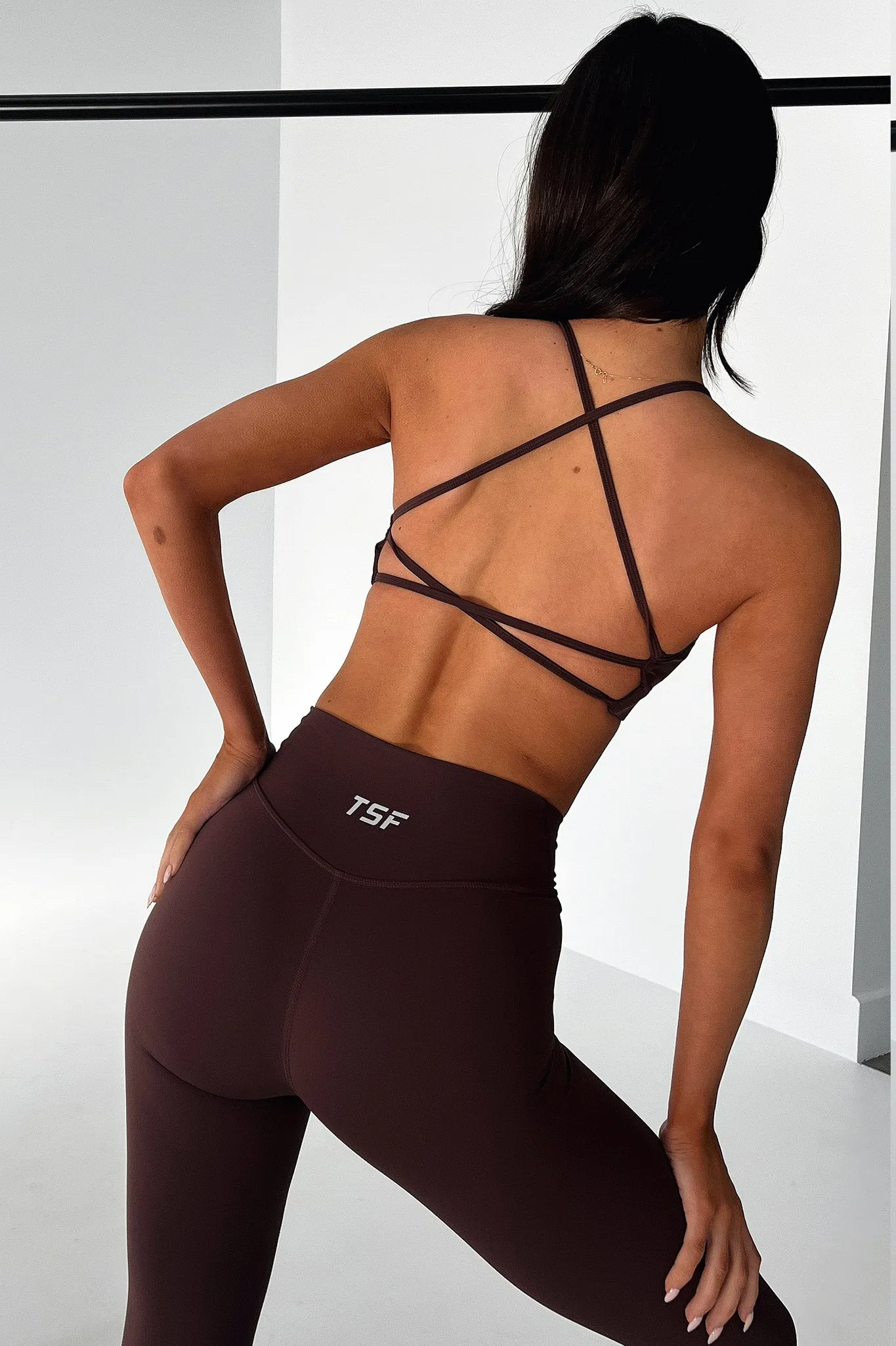 Kamari Open Back Sports Bra - Brown