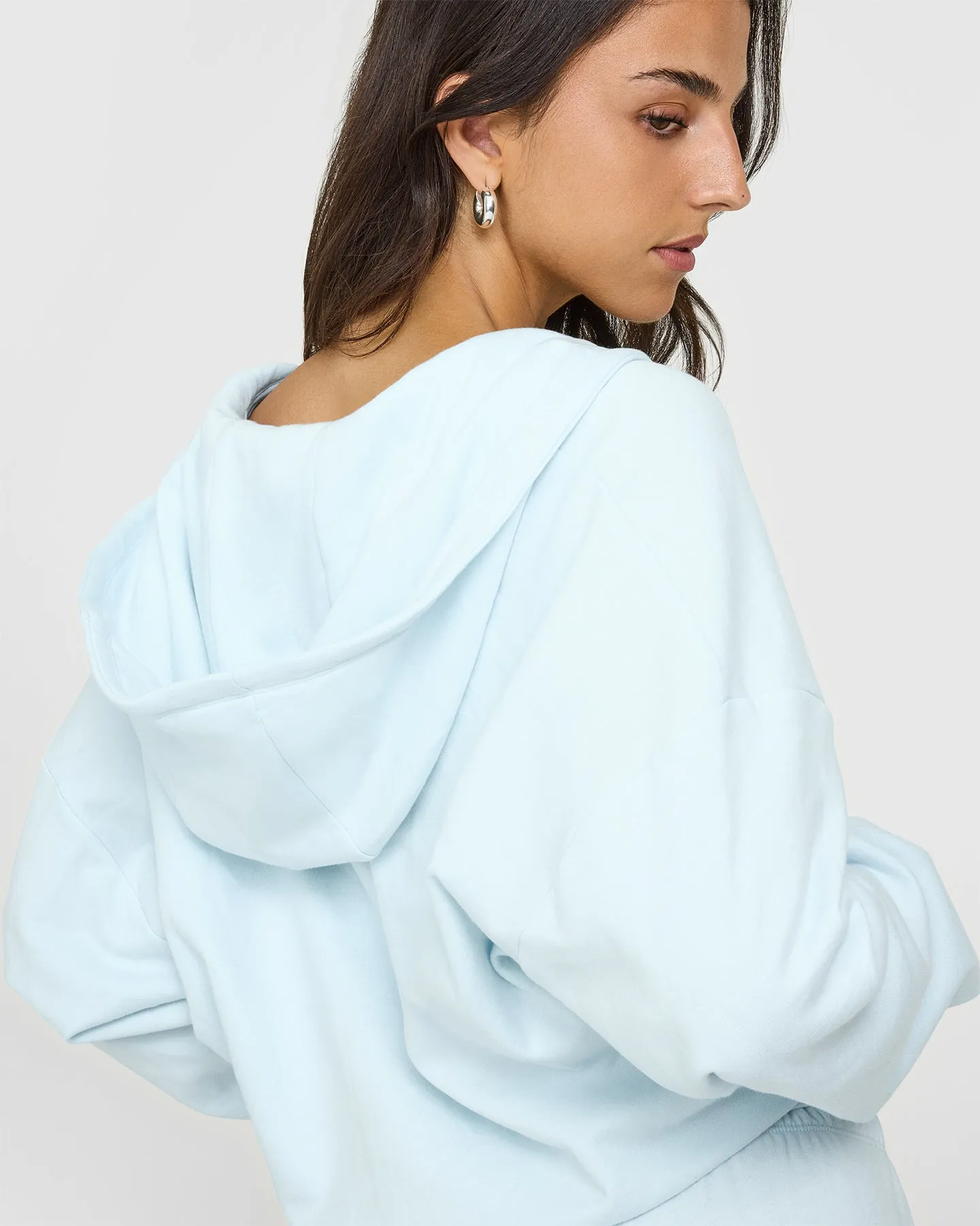 Lightweight Zip Through Hoodie with Graphic | Cloud Blue