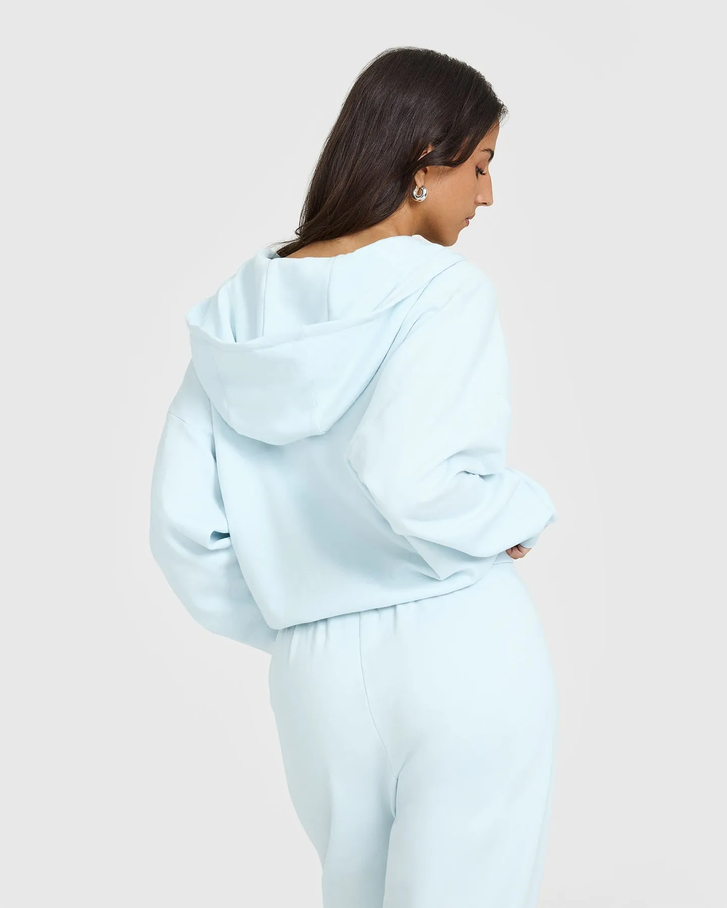 Lightweight Zip Through Hoodie with Graphic | Cloud Blue