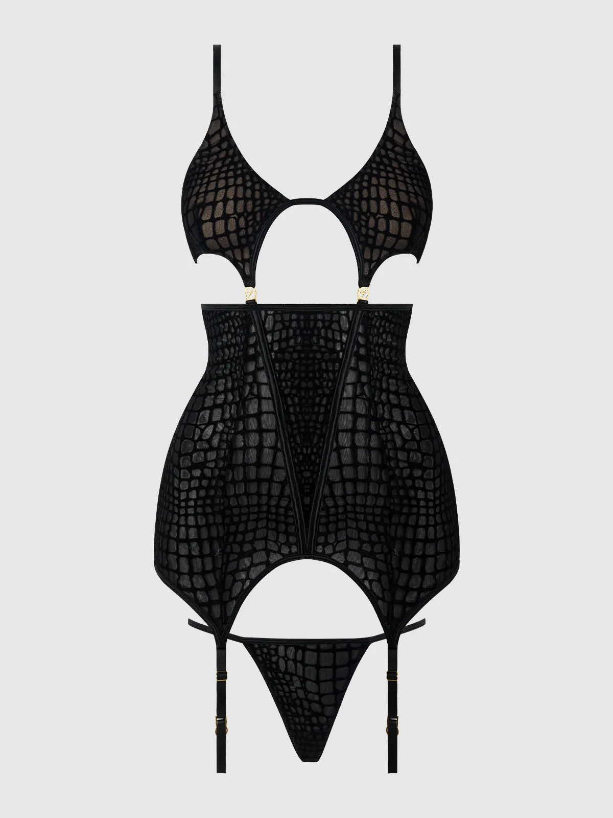 Medusa Snake Velvet Burnout Gartered Chemise & G-String by Frederick's of Hollywood