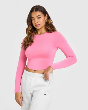 Mellow Soft Mid Long Sleeve Top | Peony Pink