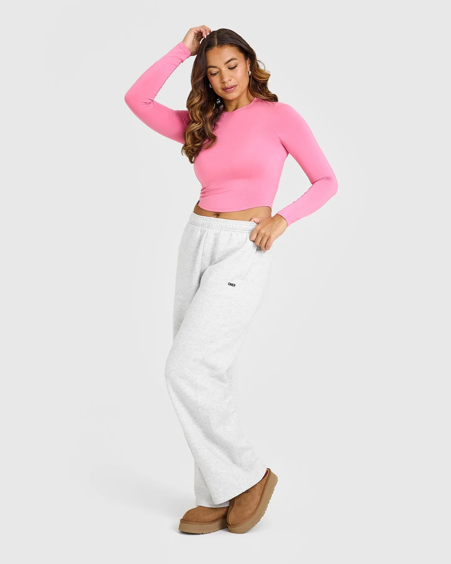 Mellow Soft Mid Long Sleeve Top | Peony Pink