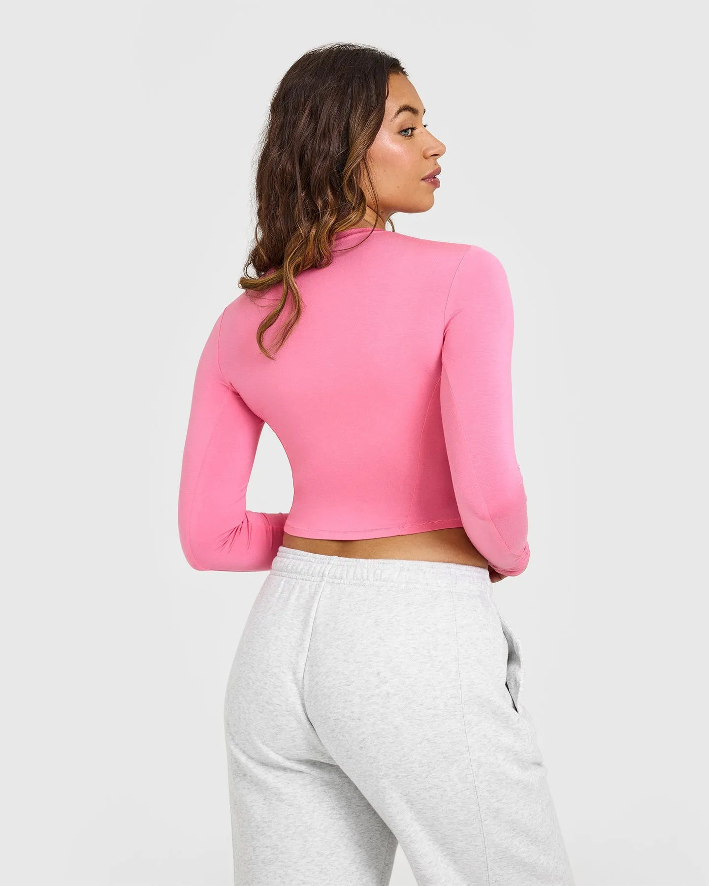 Mellow Soft Mid Long Sleeve Top | Peony Pink