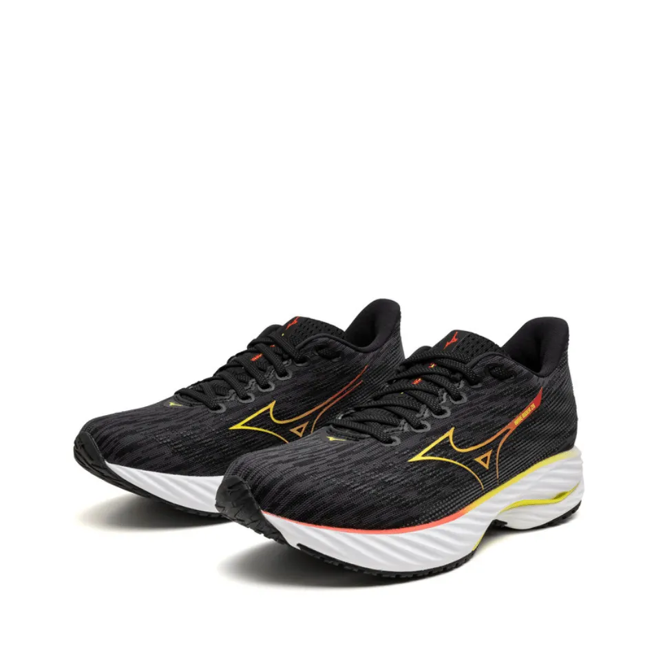 Mizuno Women's Wave Rider 28 Running Shoes in Black/Evening Primrose/Poppy Reid SS25