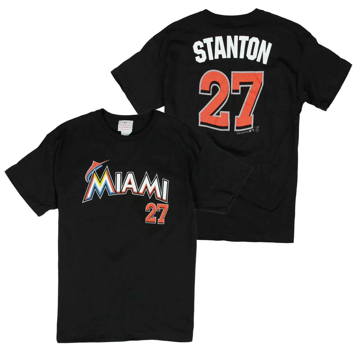 MLB Miami Marlins Youth Boys Giancarlo Stanton #27 Player Tee T-Shirt, Black