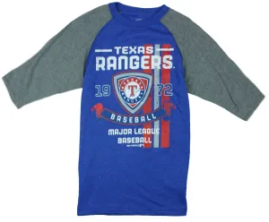 MLB Youth Boys Texas Rangers Vintage Baseball Shirt - Blue and Grey