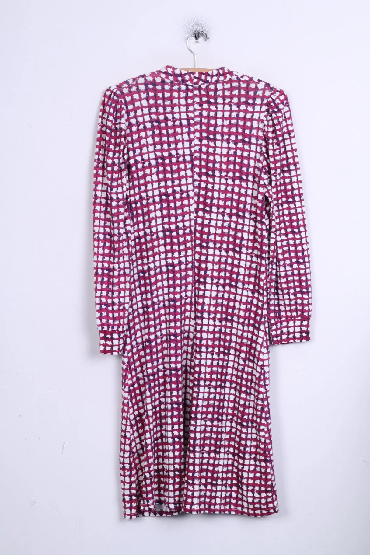New Aquamrina Womens L Midi Dress V Neck Squares Pink
