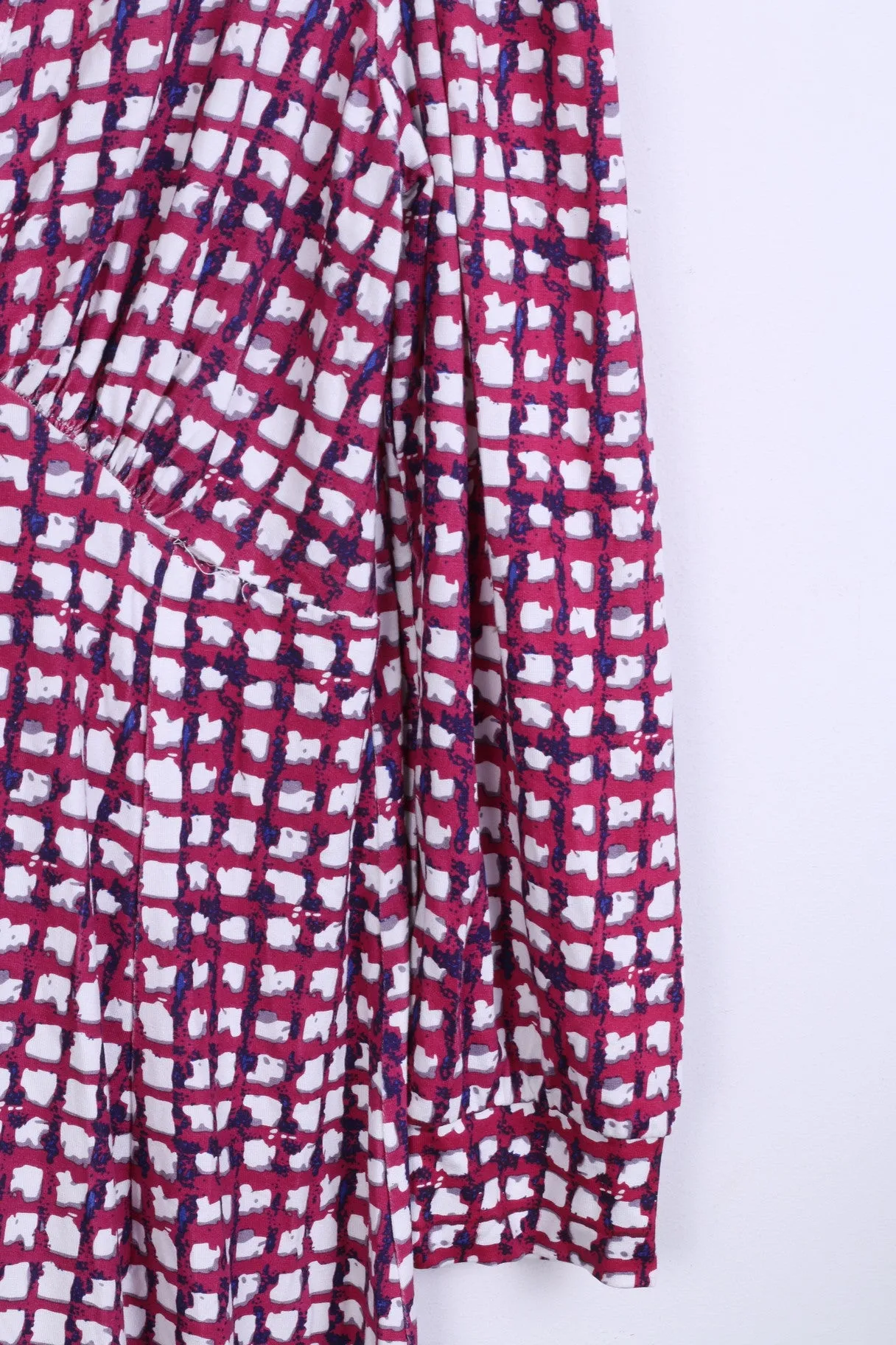 New Aquamrina Womens L Midi Dress V Neck Squares Pink