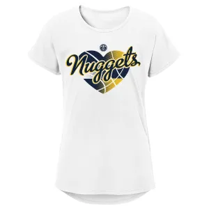Outerstuff NBA Youth Girls Denver Nuggets 5th Dimension Short Sleeve Tee, White