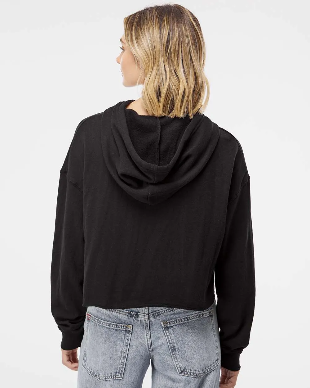 OUTLET-Independent Trading Co. Womens Lightweight Cropped Hooded Sweatshirt