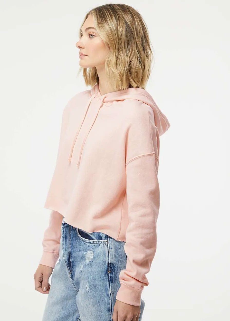 OUTLET-Independent Trading Co. Womens Lightweight Cropped Hooded Sweatshirt