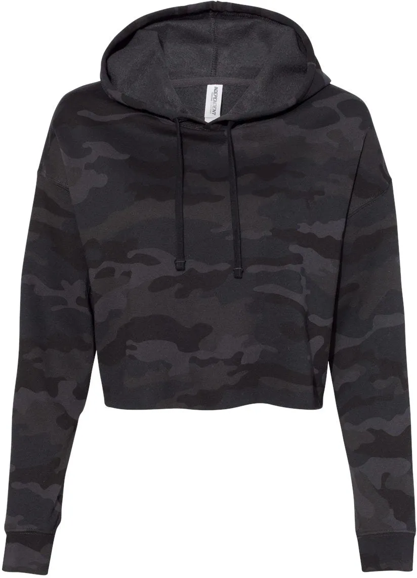 OUTLET-Independent Trading Co. Womens Lightweight Cropped Hooded Sweatshirt