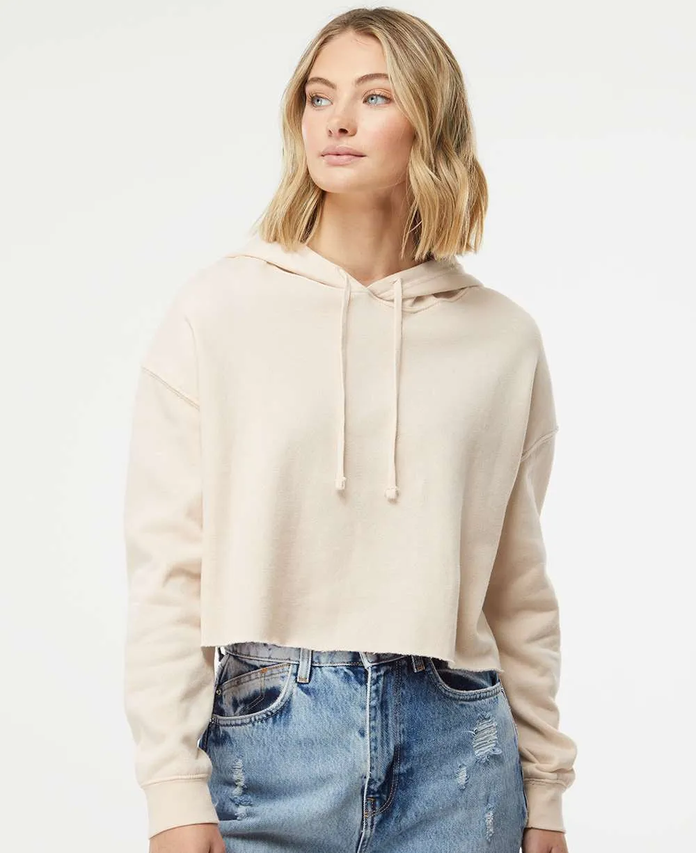 OUTLET-Independent Trading Co. Womens Lightweight Cropped Hooded Sweatshirt