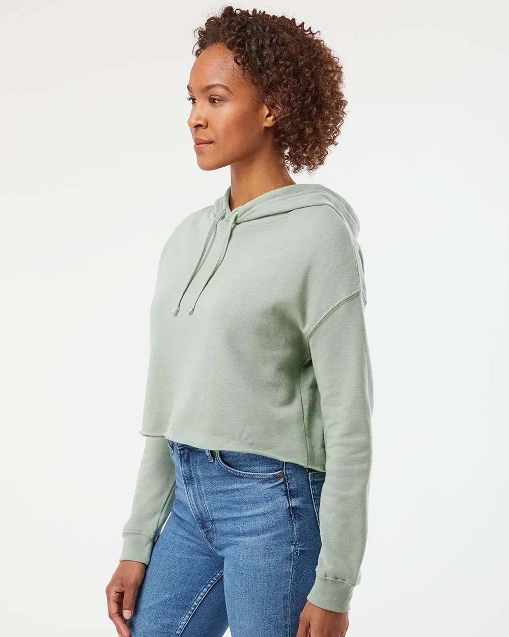 OUTLET-Independent Trading Co. Womens Lightweight Cropped Hooded Sweatshirt