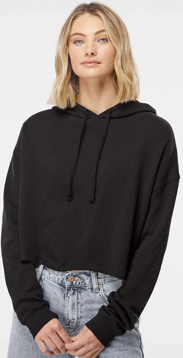 OUTLET-Independent Trading Co. Womens Lightweight Cropped Hooded Sweatshirt
