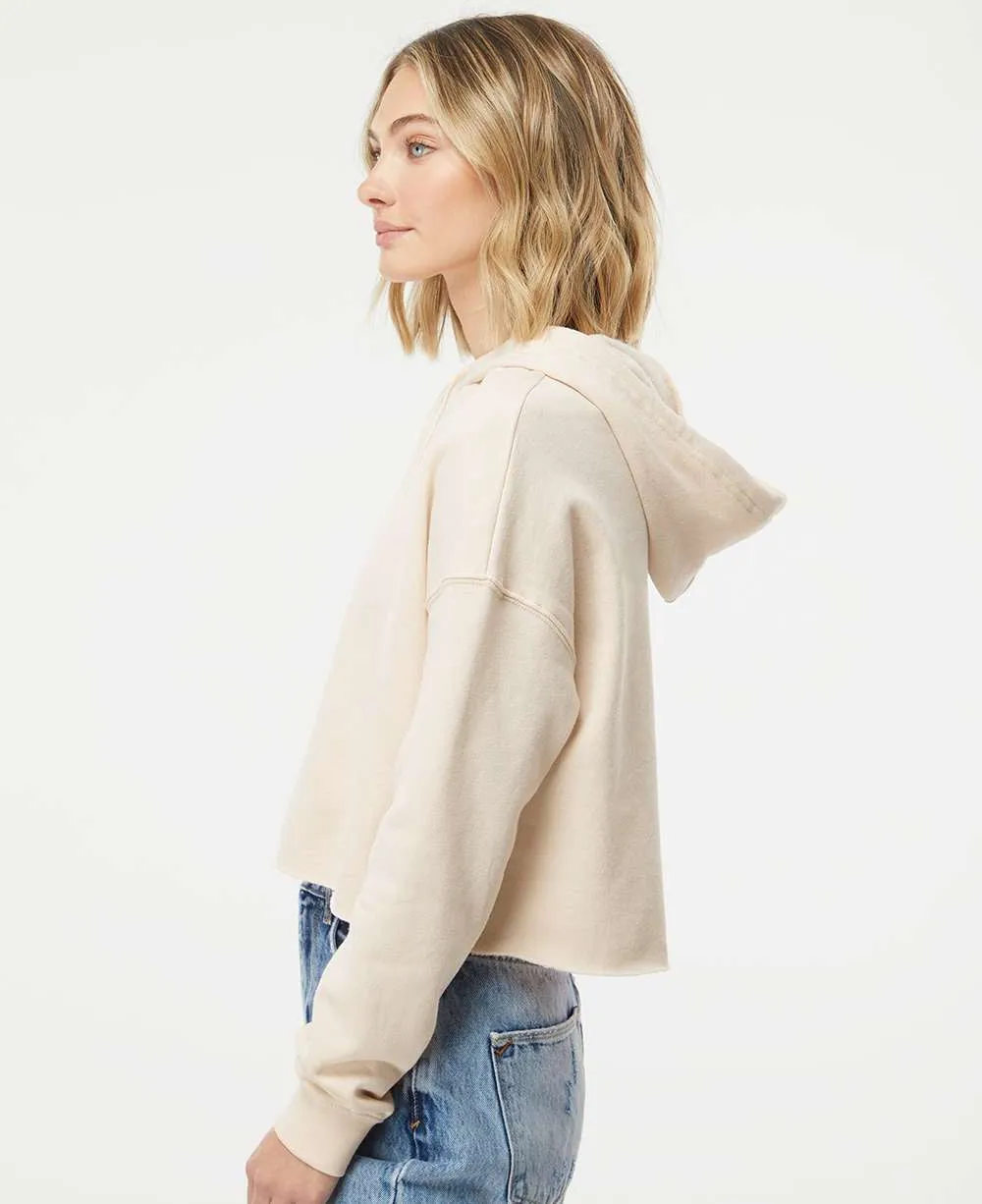 OUTLET-Independent Trading Co. Womens Lightweight Cropped Hooded Sweatshirt
