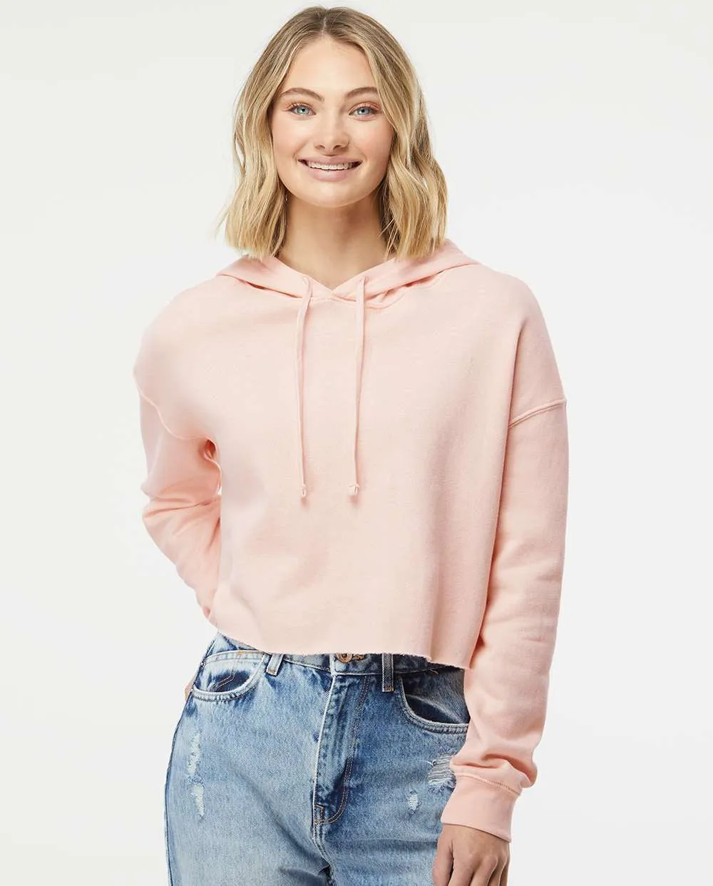 OUTLET-Independent Trading Co. Womens Lightweight Cropped Hooded Sweatshirt