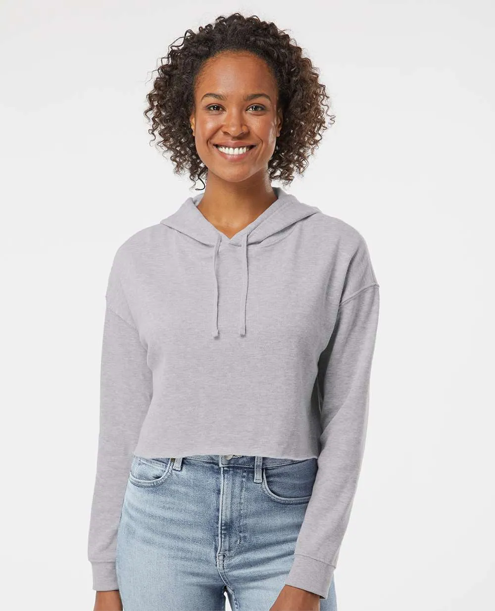 OUTLET-Independent Trading Co. Womens Lightweight Cropped Hooded Sweatshirt