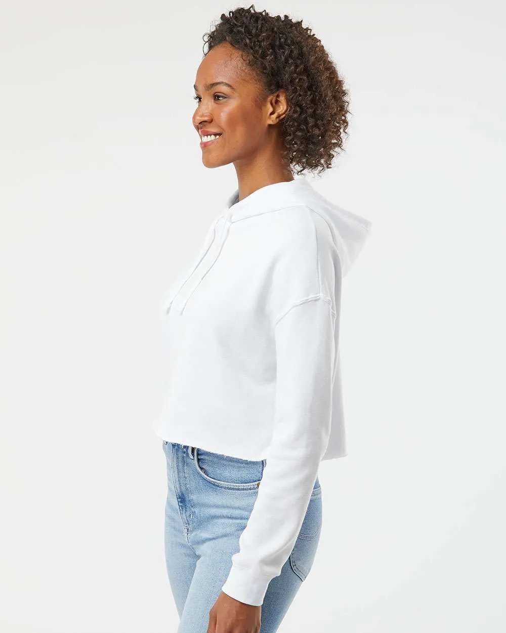 OUTLET-Independent Trading Co. Womens Lightweight Cropped Hooded Sweatshirt