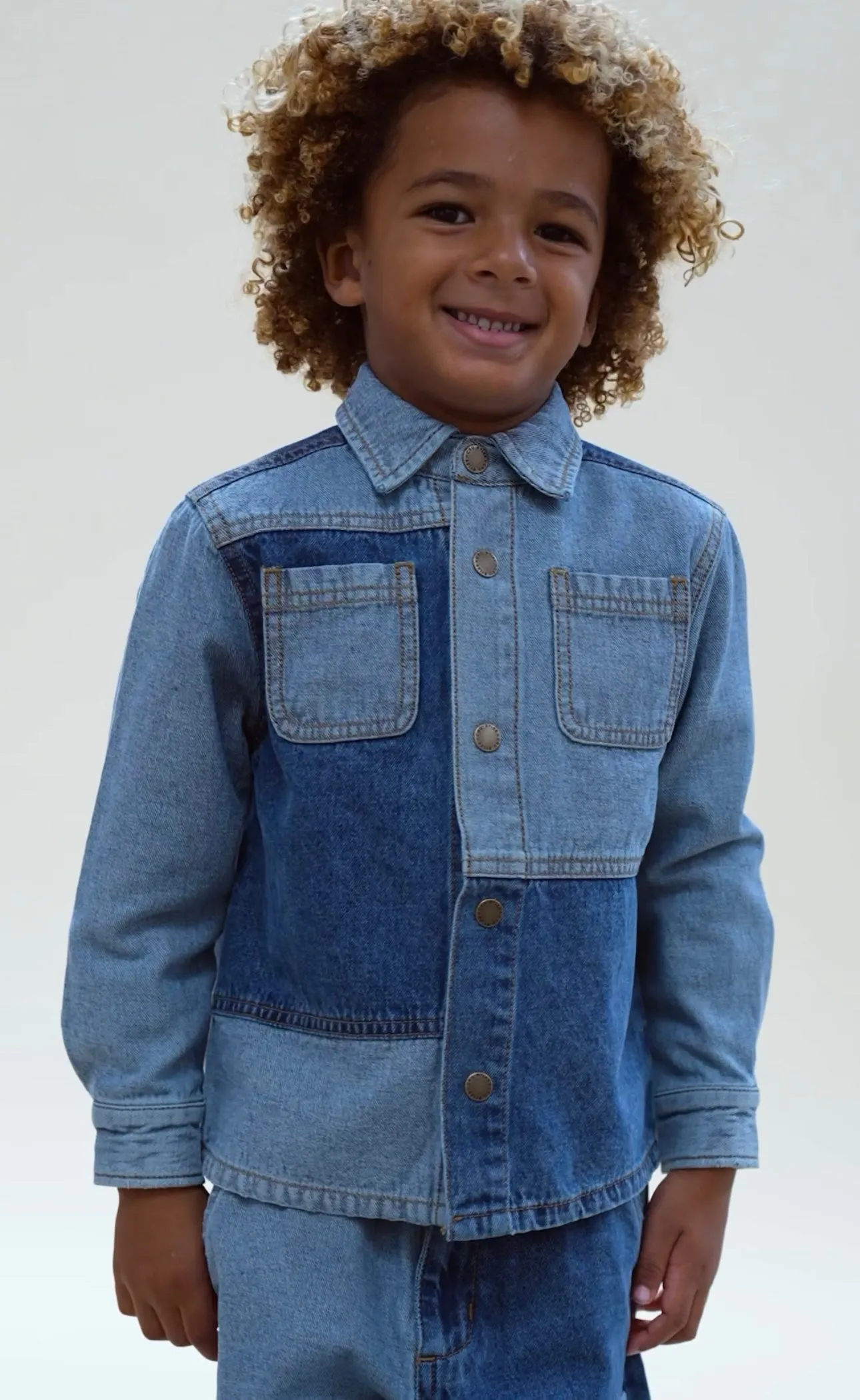 Patchwork Overshirt || Light Washed Denim